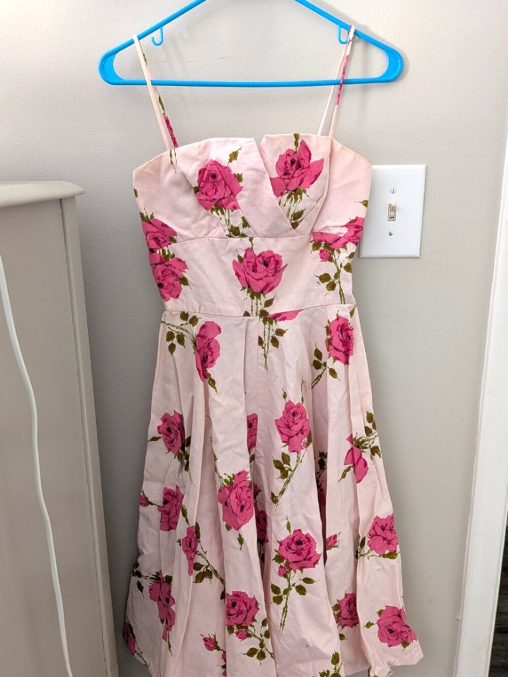 RARE Vintage Harry Keiser New York Pink Rose Floral Cocktail Dress Size XS/0